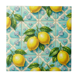 Azulejo Arte de patrón sin fisuras Art Deco limones y diam