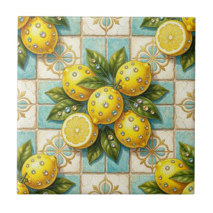 Azulejo Arte de patrón sin fisuras Art Deco limones y diam