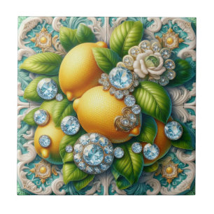 Azulejo Arte de patrón sin fisuras Art Deco limones y diam
