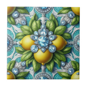 Azulejo Arte de patrón sin fisuras Art Deco limones y diam