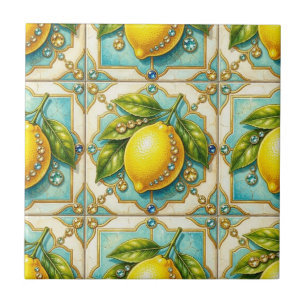 Azulejo Arte de patrón sin fisuras Art Deco limones y diam