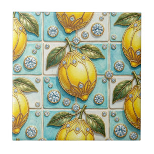 Azulejo Arte de patrón sin fisuras Art Deco limones y diam