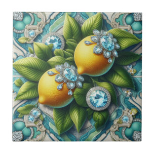 Azulejo Arte de patrón sin fisuras Art Deco limones y diam