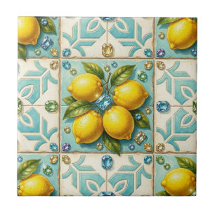 Azulejo Arte de patrón sin fisuras Art Deco limones y diam