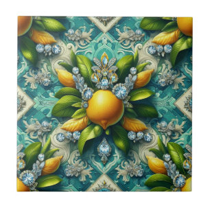Azulejo Arte de patrón sin fisuras Art Deco limones y diam