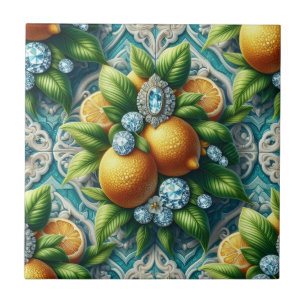 Azulejo Arte de patrón sin fisuras Art Deco limones y diam