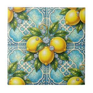 Azulejo Arte de patrón sin fisuras Art Nouveau Limones y D