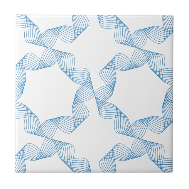 Azulejo Arte de patrones geométricos azul, lindo, simple,  (Frente)