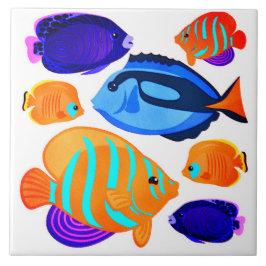 Azulejo Arte de Peces Coloridos Arrecife de Coral Mares Vi