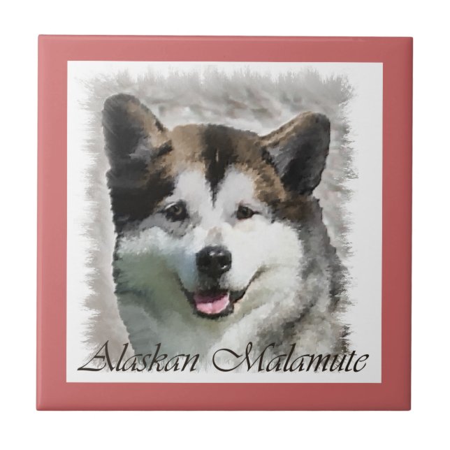 Azulejo Arte de perro en Malamute (Frente)