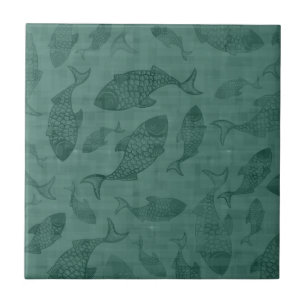 Azulejo Arte de plantilla de peces acuáticos patrón bokeh 