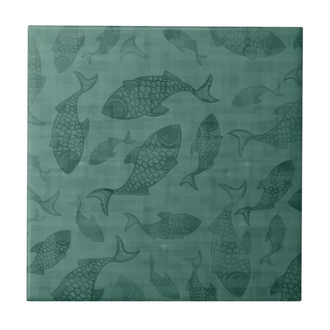 Azulejo Arte de plantilla de peces acuáticos patrón bokeh  (Frente)