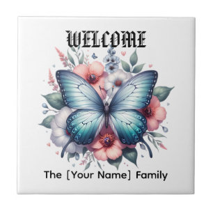 Azulejo Arte de ramo floral de mariposa vibrante-96283