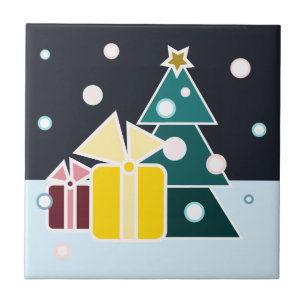 Azulejo Arte de regalos del árbol de Navidad escandinavo r