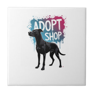 Azulejo Arte de rescate de graffiti de perro Adoptar No Co
