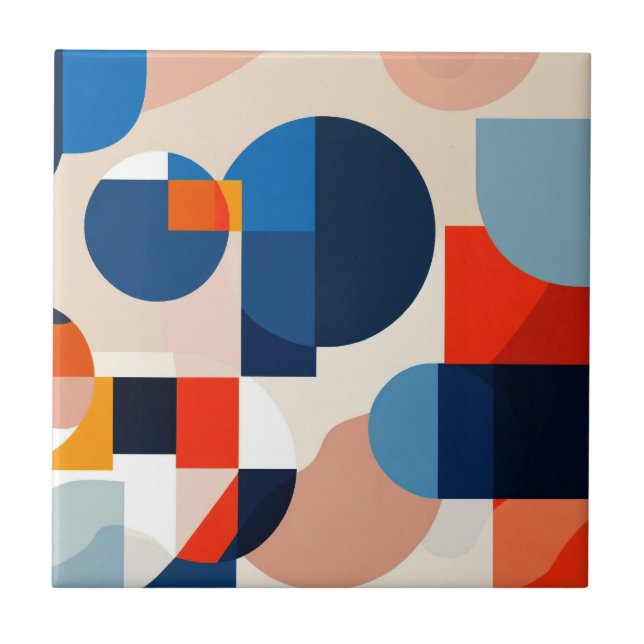 Azulejo Arte de resumen geométrico escandinavo de medio si (Frente)