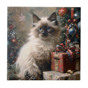 Azulejo Arte de retrato de gatos de Navidades gatitos bali
