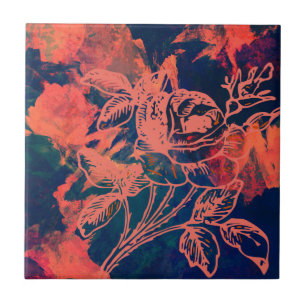 Azulejo Arte de Rosa Roja Abstracta