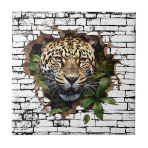 Azulejo Arte de ruptura de pared de leopardo 3D – Safari r
