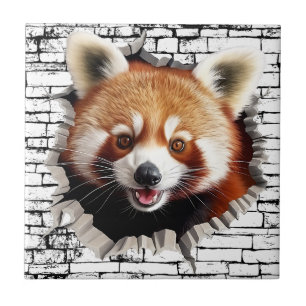 Azulejo Arte de ruptura de pared de panda rojo 3D – Safari