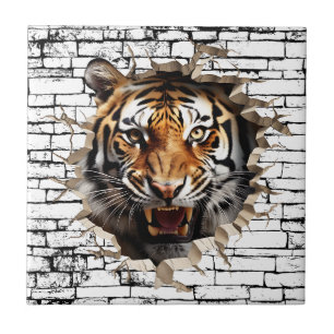 Azulejo Arte de ruptura de pared de tigre 3D – Safari real