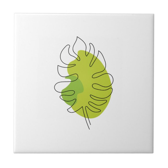 Azulejo Arte de una sola línea tropical aislado follaje ai (Frente)