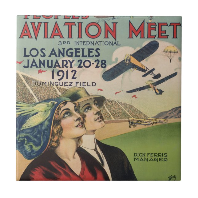 Azulejo Arte de viaje del espectáculo aéreo retro 1912 de  (Frente)