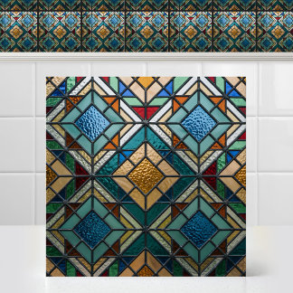 Azulejo Arte de vidrio teñido abstracto colorido Matrix Di