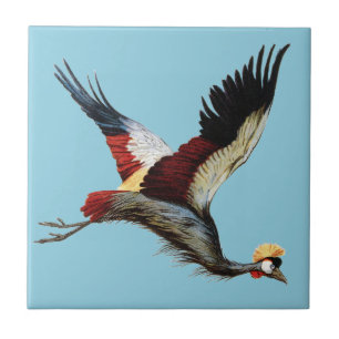 Azulejo Arte de vuelo de grulla coronada sudafricana vinta