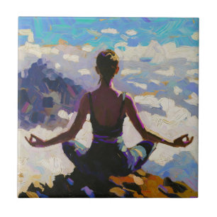 Azulejo Arte de Yoga: Belleza Equilibrada (Pintura al Óleo