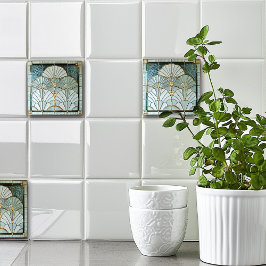 Azulejo Arte Deco Arte Nuevo Verde Oro Elegante Bonito