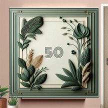 Arte Deco Botánico Hojas Verde Salvia de Moda Núme