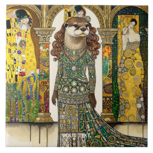 Azulejo Arte Deco de Nutria Lindo Fantasía