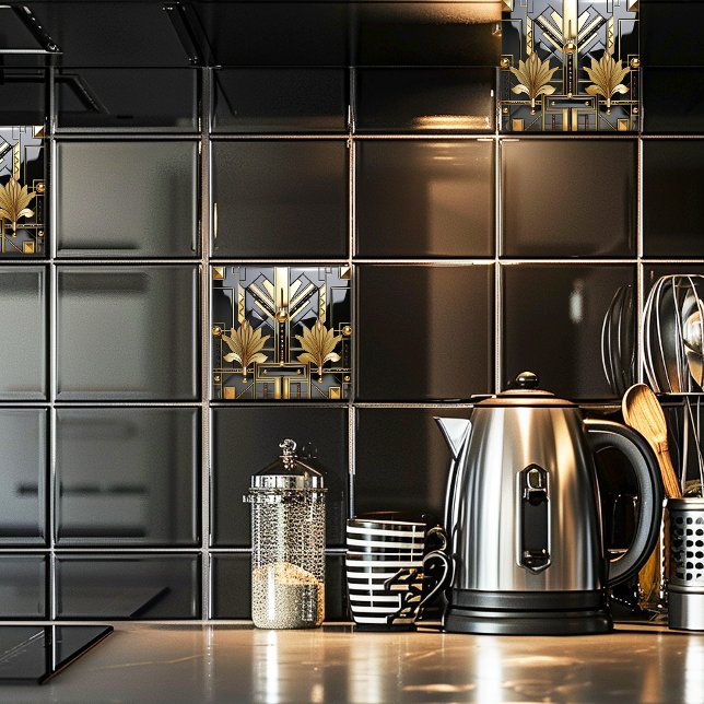 Azulejo Arte Deco Hermoso Negro y Dorado  (Subido por el creador)