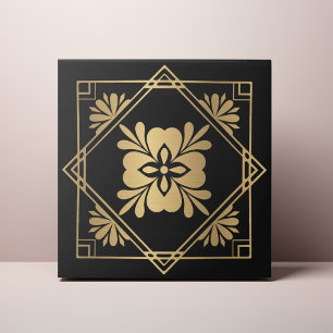 Azulejo Arte Deco negro y dorado
