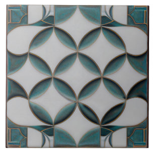 Azulejo Arte Deco Patrón Azul Azul Decoración Arte Nouveau