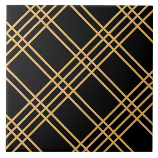 Azulejo Arte Deco rayas doradas sobre mosaico negro