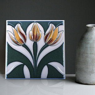 Azulejo Arte Deco Tulipán Decoración de Pared Floral Art N