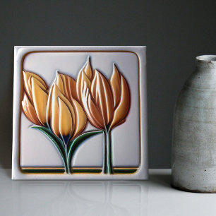 Azulejo Arte Deco Tulipán Decoración de Pared Floral Art N