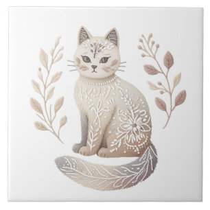 Azulejo Arte decorativo felino Minimalista del gato Boho