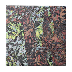 Azulejo Arte digital de motivos florales con árbol