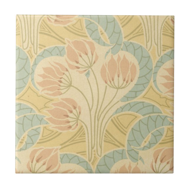 Azulejo arte elegante flor nouveau floral (Frente)