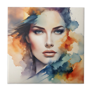 Azulejo Arte femenino de doble exposición