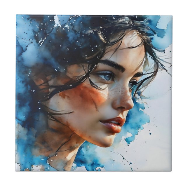 Azulejo Arte femenino de doble exposición (Frente)