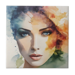 Azulejo Arte femenino de doble exposición