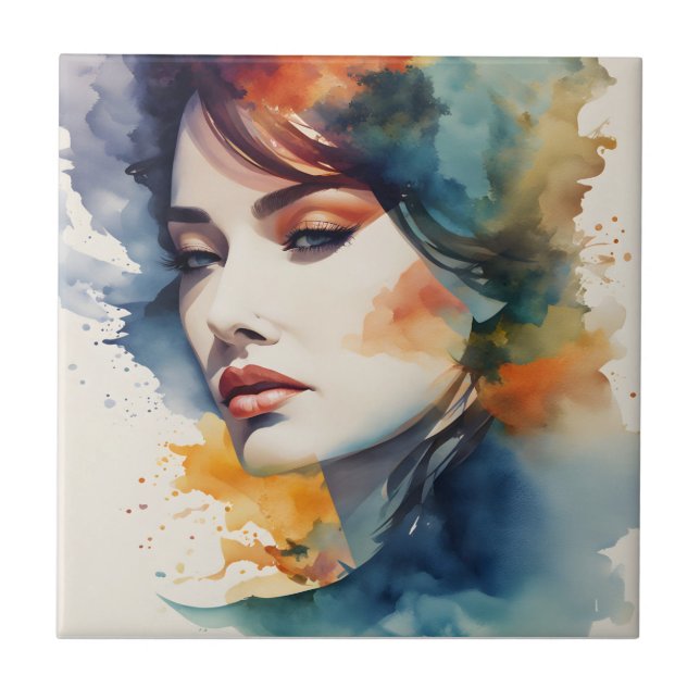 Azulejo Arte femenino de doble exposición (Frente)