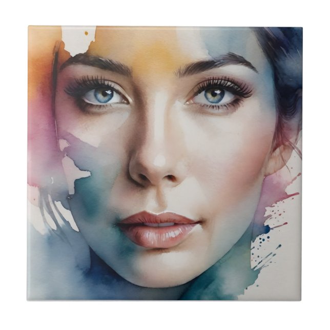 Azulejo Arte femenino de doble exposición (Frente)