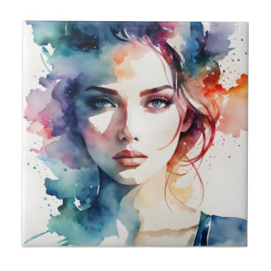 Azulejo Arte femenino de doble exposición