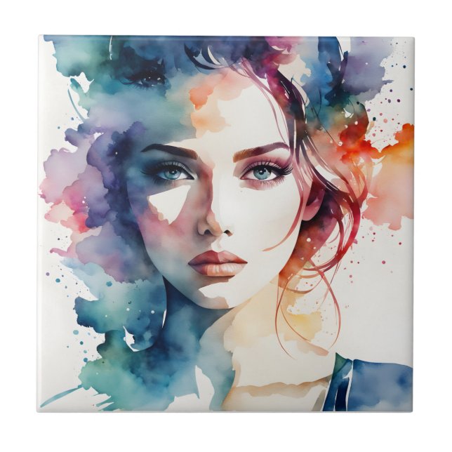 Azulejo Arte femenino de doble exposición (Frente)