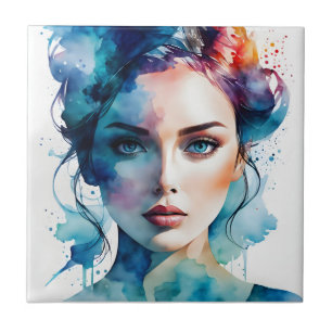 Azulejo Arte femenino de doble exposición